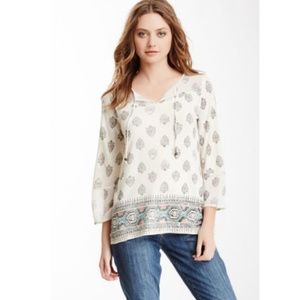 Lucky Brand Paisley Bell Sleeve Printed Blouse